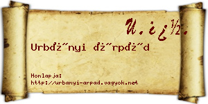 Urbányi Árpád névjegykártya