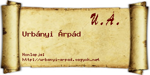 Urbányi Árpád névjegykártya
