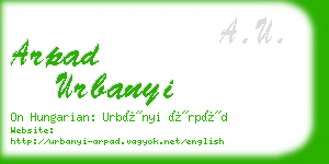 arpad urbanyi business card